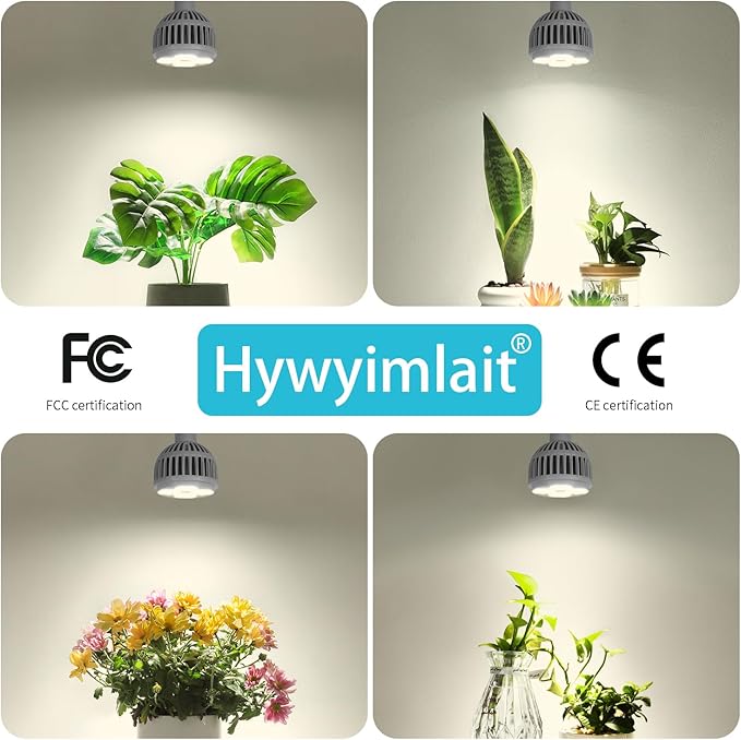 Grow Lights for Indoor Plants, Full Spectrum 4000K, 22W Plant Light Bulb with High PPFD, E27 Base, LED Energy Saving Grow Light Bulb for Seeding and Growing, 2 Pack