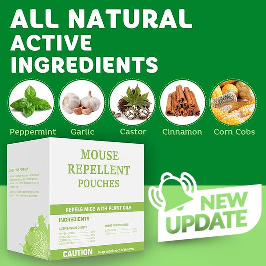 Pest Repellent Pouches, 10 Pack Peppermint Oil for Mice, Rodent, Mouse, Rats, Spider, Squirrel, Pest Control Indoor & Outdoor, Natural Mouse Deterrent Replace Traps Family & Pet Safe