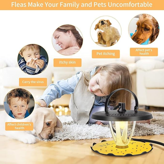 Flea Traps for Inside Your Home,New Bed Bug Trap with Light Refills and Sticky Pads,Electronic Fly Gnat Traps Indoor,Sticky Flea Bombs for Home Indoor(Black, 2 Pack)