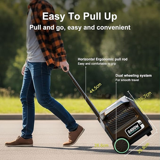 IEE 2400W (with pull rod) Portable Power Station P2400 with 500W Solar Panel, 2048Wh Solar Generator, 1800W AC Charging, AC Outlets x 4, LiFePO4 Battery Power Station for Home Use, Power Outage, RV