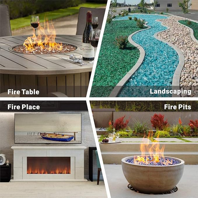 Onlyfire 10 pounds Fire Glass for Propane Fire Pit and Gas Fireplace, 1/4 Inch Reflective Firepit Glass Rocks for Fire Pit Table and Fire Bowl, High Luster Copper