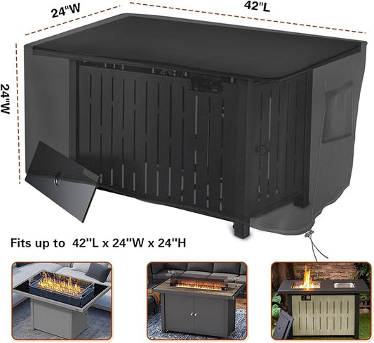 Saking Rectangular Fire Pit Cover, Waterproof Windproof Anti-UV Heavy Duty Cover for Gas Fire Table Furniture - 42 x 24 x 24 inch