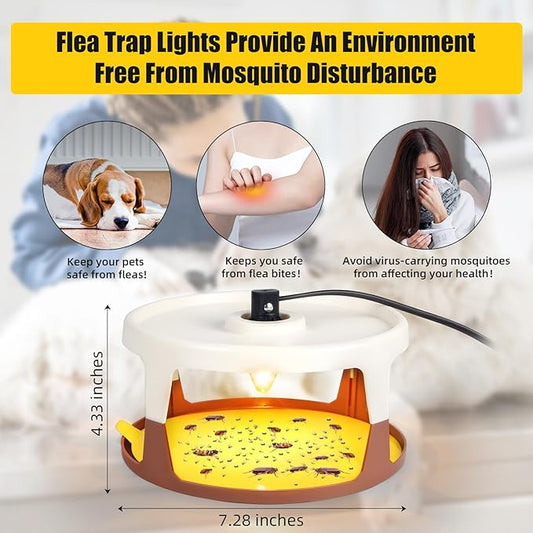 4 Pack Flea Traps for Inside Your Home, Flea Light Trap for Indoor Flying Insect Control Trapper with 12 Bulbs, 12 Sticky Pads Refills Bed Bug Trap for House Indoor