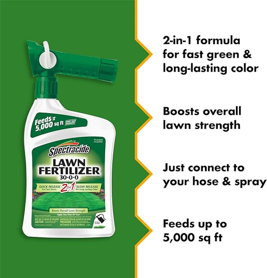 Spectracide Lawn Fertilizer 30-0-0, 3 Count, 2-in-1 Formula Boosts Overall Lawn Strength, Promotes Thick, Green Growth Without Burning