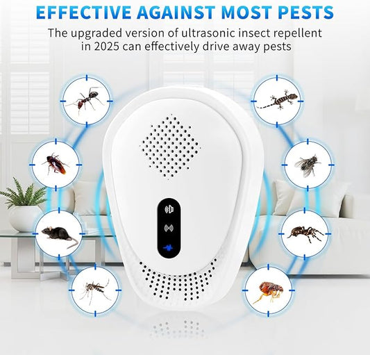 6 Pack Upgraded Ultrasonic Pest Control Repeller, Mouse Repellent Indoor for Spider Bug Roach Ant Mosquito Rat Mice Insect Deterrent, Mouse Rodent Repellent Ultrasonic Plug in, 3 Mode Switching, White