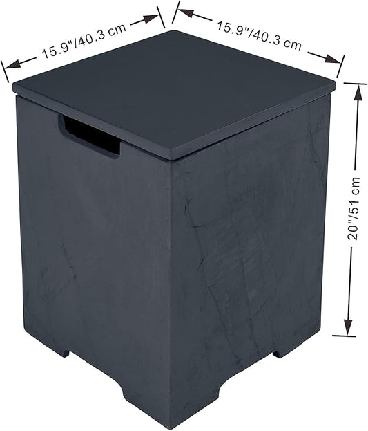 AMS Fireplace | Elementi Square Slate Black Propane Tank Cover | Concrete GFRC base | 15.9 × 15.9 × 20 inches | Suited For Black Cape Town Fire Pit Table