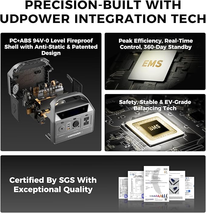 UDPOWER C400 256Wh Solar Generator Kit with 120W Foldable Solar Panel | 400W Portable Power Station + Fast Solar Charging for Camping, RV, Emergencies