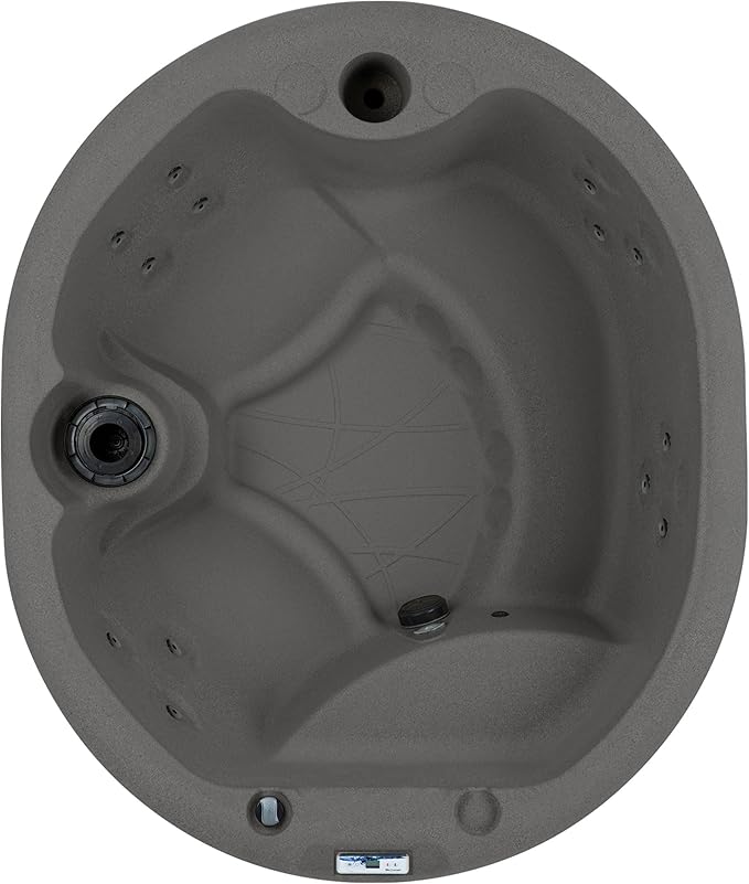 LifeSmart 4-Person Outdoor Hot Tub with Cover, LED Lights & Accessories – Circular Above-Ground Spa in Taupe