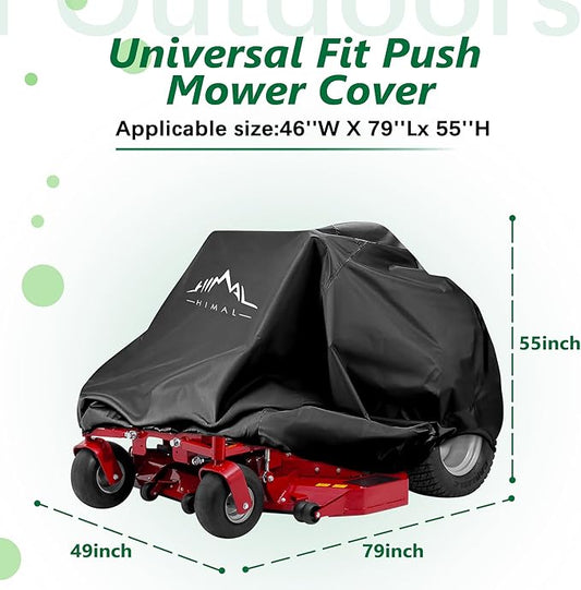 Himal Outdoors Zero Turn Mower Cover, Heavy Duty 600D Polyester Oxford, UV Protection Universal Fit with Drawstring & Cover Storage Bag, Mower Protector for Decks Up to 60"
