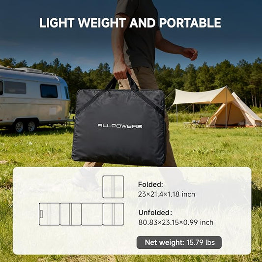 ALLPOWERS SOLAX SE200 200W Portable Folding Solar Panel,High-Efficiency 23%-25% Monocrystalline Solar Charger for Solar Generator,Camping&RV,41.6V Voltage,IP68 Waterproof