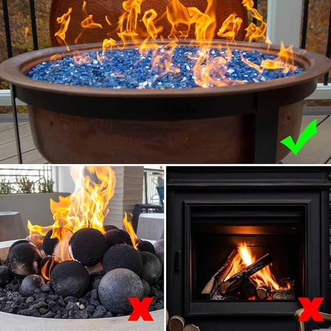 Fire Glass for Propane Fire Pit, 1/4 Inch High Reflective Fireplace Glass Rocks for Fire Pit Table, 20 lbs Fire Pit Glass Rocks for Outdoor Fire Table and Landscaping, Cobalt Blue