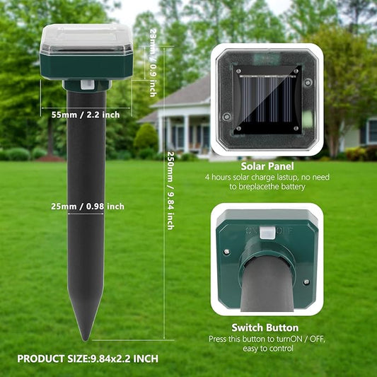 8 Pack 2025 Upgraded Solar Ultrasonic Animal Repellent Outdoor – Motion Activated Deer, Squirrel, Cat, Raccoon, Dog & Rat Deterrent with Ultrasonic Sweep for Garden Yard