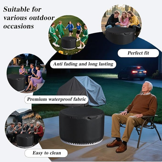 Chinchilla Fire Pit Cover Round for Solo Stove Yukon 28"-29", Waterproof Smokeless Fire Pit Cover, 600D Strong Tear Resistant, Fits for Gas/Table/Bowl Fire pits