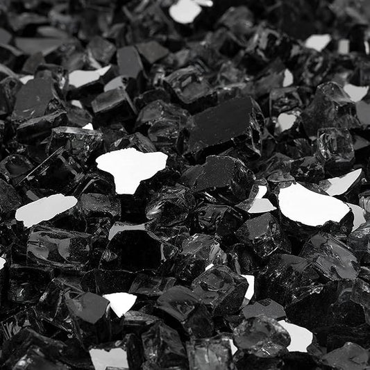 Onlyfire 10 pounds Fire Glass for Propane Fire Pit and Gas Fireplace, 1/4 Inch Reflective Firepit Glass Rocks for Fire Pit Table and Fire Bowl, High Luster Onyx Black