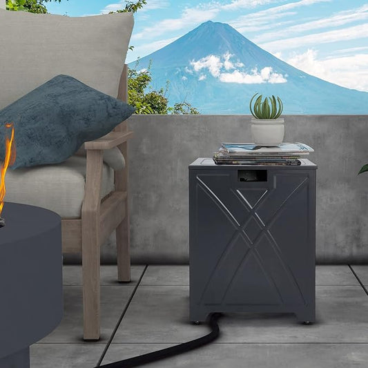 Propane Tank Cover Table, Square Propane Tank Holder Hideaway for 20 lb Propane Tanks, Gas Tank Storage Side Table - Carbon Gray