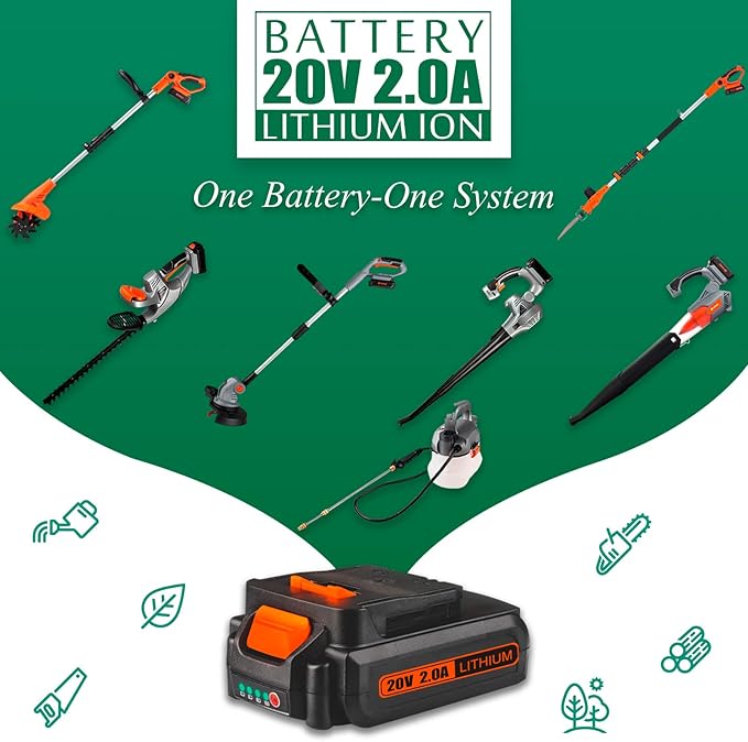 Ukoke 20V (120 MPH 458 CFM) Cordless Leaf Blower- 2.0 Ah Brushless Leaf Blower Lithium Battery and Charger Included, for Blowing Snow Debris, Leaves, and Dust