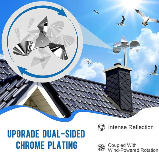 2 Pack Bird Reflectors Spinning Wind Powered,Bird Scare Reflective Device Keep Bird Pigeon Woodpeckers and Sparrows Away for Outdoor Patio, Yard, Garden, Rooftop and Vegetable Gardens