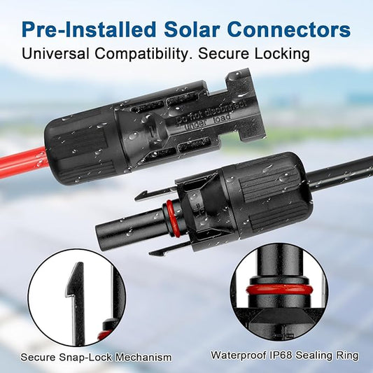 XRDS -RF Solar Panel Cable 40FT, 10AWG Solar Extension Cable with Male & Female Solar Connectors, Flame-Retardant Protective Sleeving Solar Cable, Weatherproof PV Wire for Solar Panel Connection