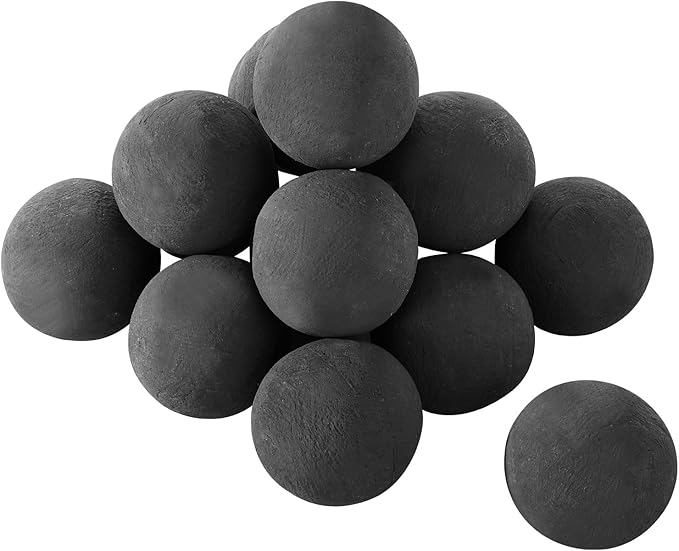 VEVOR Ceramic Fire Balls, 3 Inch 15 Pcs Round Fire Stones, Reusable Lava Rocks Indoor and Outdoor Use, Decorative Fire Pit Rocks for Propane/Gas Fireplace, Stove, Courtyard, Camping, Black