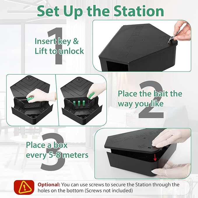 Anblak 2 Pack Rat Station Box with Keys, Rodent Station Keeps Rats Away, Keeps Children and Pets Safe, Key Unlocking, Reusable & Long-Lasting, Indoor & Outdoor