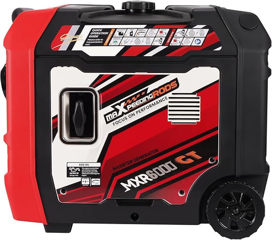 maXpeedingrods 6000 Watt Portable Inverter Generator with Bluetooth® App Remote Control, with Electric Start, Dual Voltage Output with Wheels and Telescopic Handle for Garden, RV Trips, Home Backup