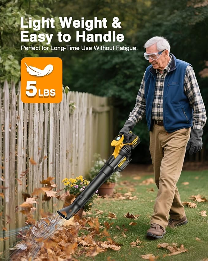Leaf Blower Cordless, 650CFM & 3 Speed Levels,Electric Cordless Leaf Blower with LCD Display,Blowers for Lawn Care with 2 * 4.0Ah Battery Powered,Blowers for Lawn Care,Yard, Blowing Leaves, Dust, Snow