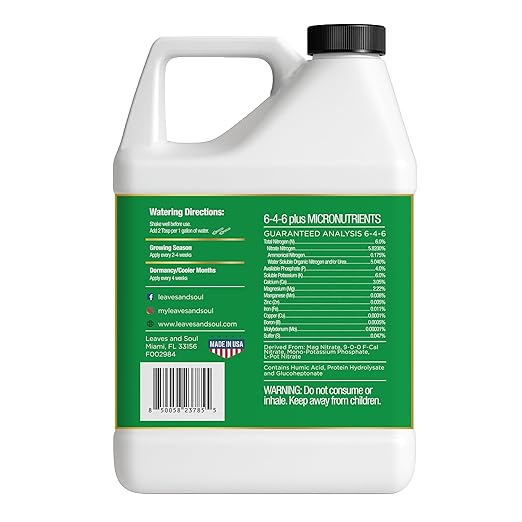 Leaves and Soul Professional Pine Tree Fertilizer Liquid Concentrate - 6-4-6 Blend for Pine, Garden Use - Liquid Plant Food for Pine Trees and Shrubs Outdoors - 32oz