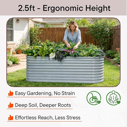 30" Extra Tall Galvanized Raised Garden Bed, 6x2x2.5 ft Metal Planters for Outdoor Plants, Heavy Duty Flower Bed Deep Root for Vegetable, Garden Bed Outdoor Large Planter Box - Moss Green