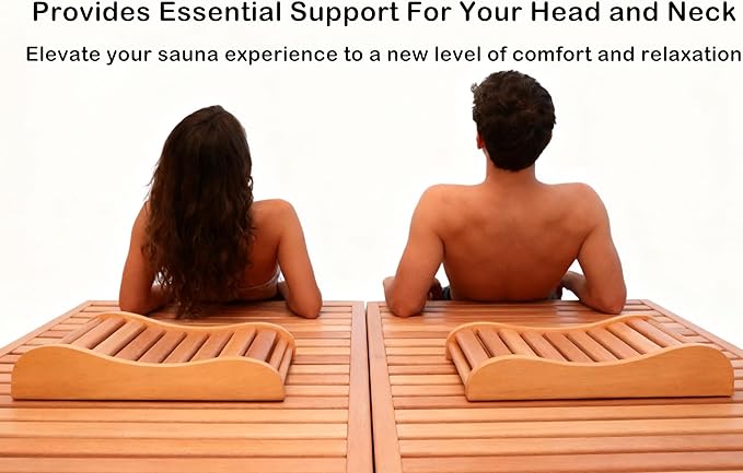 Red Cedar Sauna Headrest, Wood Head Pillow for Barrel and Infrared Saunas, Comfortable Ergonomic S-Shape Design Head Pillow for Head and Neck Support Home Wellness,15.7" L*13.38" W*3.8" H