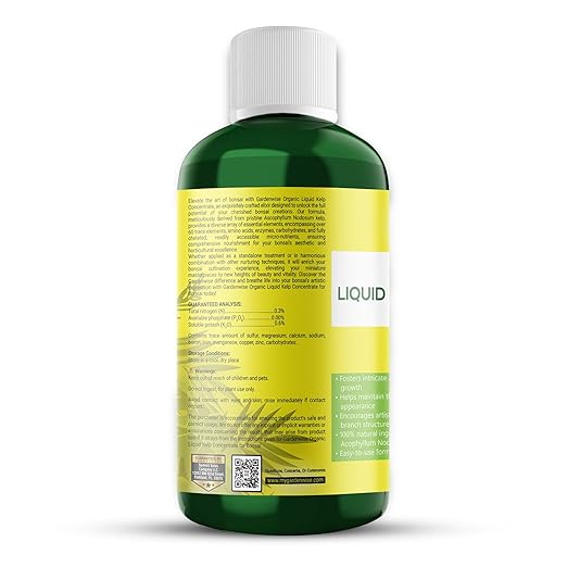 Organic Premium Seaweed Fertilizer for All Bonsai - Liquid Kelp Plant Food - Nutrient-Rich Liquid Plant Food & Soil Enhancer for Growth Control (16 OZ)