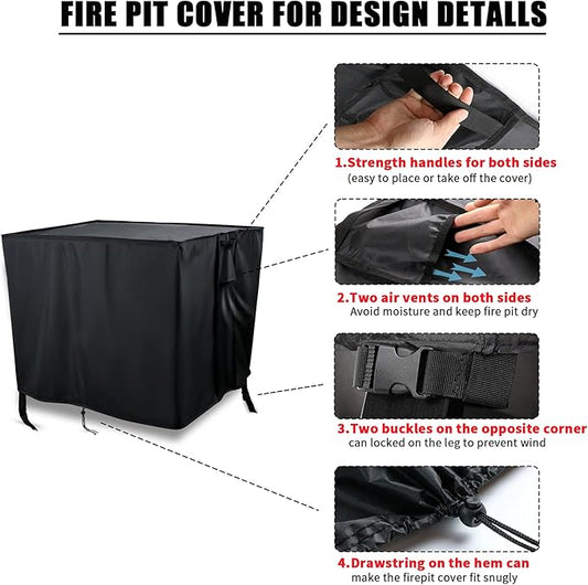 Rectangular Fire Pit Cover 60 inch, Propane Gas Fire Pit Table Cover,Outdoor Waterproof Firepit Table Cover - 60 X 28 X 17 Inch