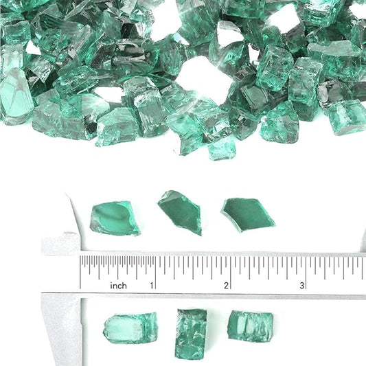 Stanbroil 10-Pound Fire Glass - 1/2 inch Reflective Tempered Fire Glass for Fireplace Fire Pit, Light Green Reflective