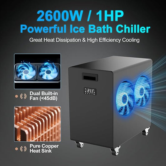 Hi-Q Therapy Cold Plunge Tub with Chiller, Inflatable Ice Bath Tub with 1Hp Water Chiller, Pump, Hoses & Connectors, Powerful Plunge Kit for Outdoor & Indoor Use