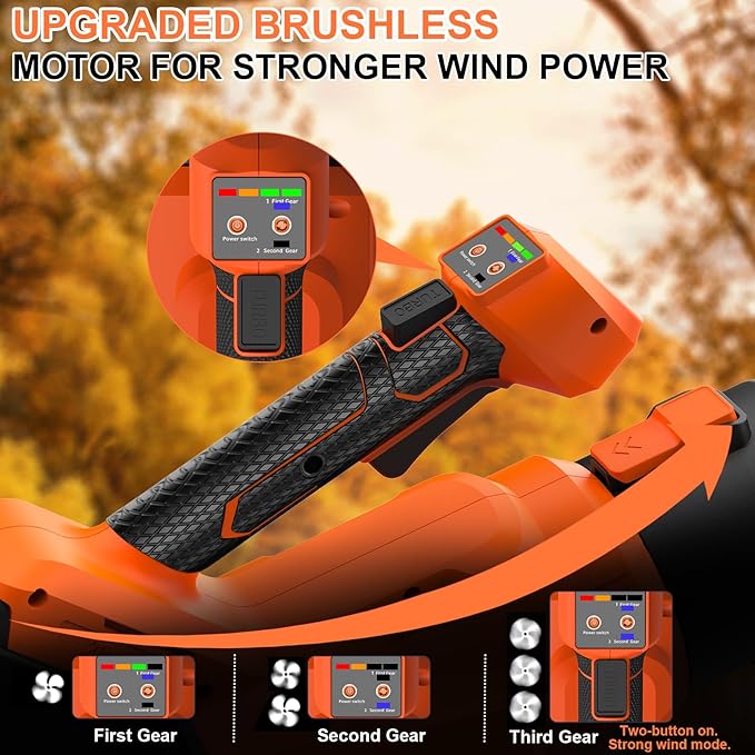 Cordless-Leaf-Blower-Portable dust Cleaner Handheld-Turbo-Jet blower-650CFM/650000PRM Electric Leaf Blower with 2 X 4.0Ah Batteries and Charger, 3 Speed Modes, Brushless Motor for Patio Cleaning Lawn