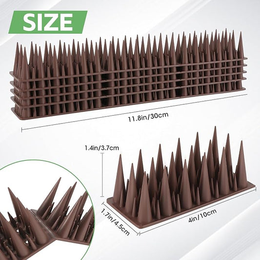 Bird Spikes,Pigeon Outdoor Deterrent Device,20 Pack Bird Deterrent Spikes for Small Birds Pigeon Squirrel Raccoon Cats Bird Defender Spikes for Outside to Keep Birds Away,19.69 Feet(6 M),Brown