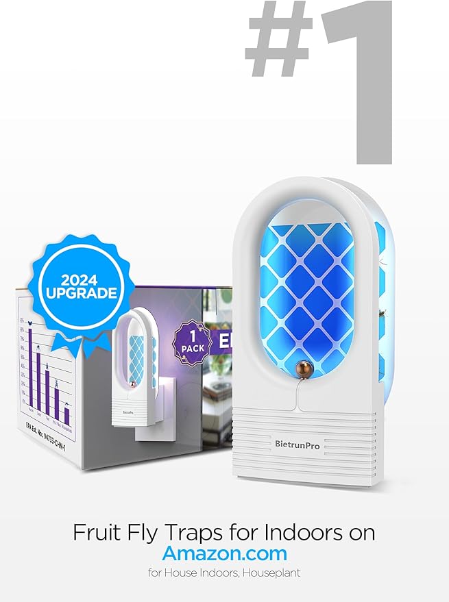 Fruit Fly Traps/Gnat Traps for Indoors, UV&Blue Light Plug-in Gnats Killer Bug Trap, NAT Killer, Flying Insect Catcher Trap for Fruit Flies, Moths, Mosquitoes, Fungus, Get Rid of Gnat Infestation