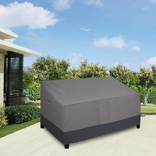 Easy-Going Waterproof Outdoor Couch Cover, Heavy Duty Deep 3-Seater Patio Sofa Cover, Windproof Outdoor Furniture Cover with Air Vent (88Wx40Dx33H inch,Gray/Dark Gray)