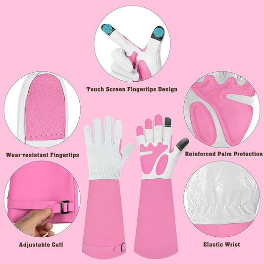 Long-Gardening-Gloves for Women/Men - Thorn Proof Rose Pruning Gloves Heavy Duty Gauntlet, Best Garden Gifts for Gardener-S