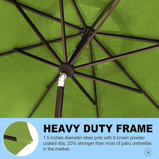 Eurmax USA 10-Year-Non-Fading 10Ft Market Umbrella Outdoor Patio Umbrella Table Umbrella with 8 Ribs,Hand Crank and Ventilation (Ginkgo)