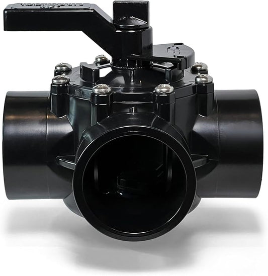 FibroPool Swimming Pool Diverter Valve - 2 Inch - 3 Way - Positive Seal & Non Lube Replacement Valve for Pools and Spas
