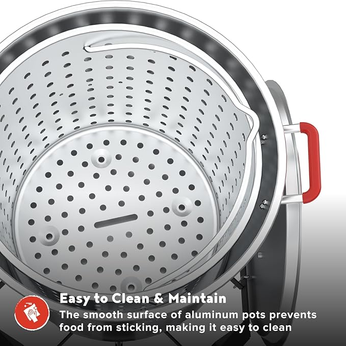Megamaster Turkey Fryer Pot with Basket, 30 Qt Aluminum Seafood Boil Pot with Lid and Silicon Handles, Premium Turkey Deep Fryer for Outdoor Cooking - 630-13005