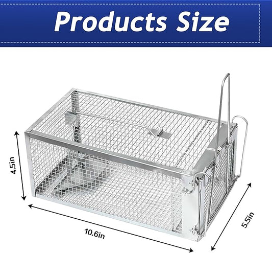 4 Pack Humane Rat Traps - Rodent Trap for Squirrel Mouse, Mice, Live Rat Traps Catch and Release for Indoors and Outdoors(10.6"x 5.5"x 4.5")