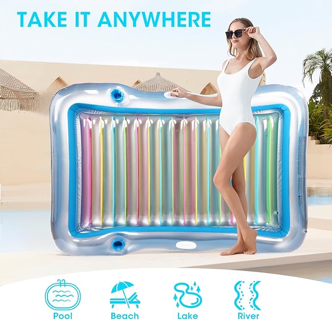 Inflatable Tanning Pool Lounger Float Adults, BAIAI Extra Large Pool Floaties Rafts for Adults with Headrest Drink Holder Sun Tanning Floats for Swimming Pool Lake River Beach Blow Up Floats (XXL)