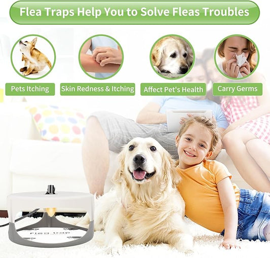 Flea Traps for Inside Your Home,New Bed Bug Trap with Light Refills and Sticky Pads,Electronic Fly Gnat Traps Indoor,Sticky Flea Bombs for Home Indoor(2 Pack)