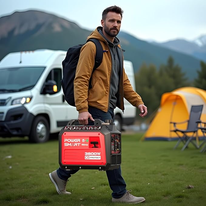 PowerSmart 3800-Watt Portable Inverter Generator with Dual Fuel, CO Protect, 30 amp for RV, Home Use and Emergency Backup