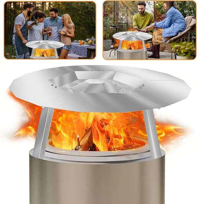 Heat Deflector for Solo Stove Bonfire1.0/2.0 and Other 19.5" Fire Pit - Accessory for Fire Pit, 304 Stainless Steel with 3 Legs Accessory.
