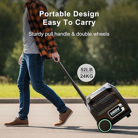 IEE 2400W Solar Generator(2025 New),2048Wh Portable Power Station P2400 With 200W Solar Panel, 4 * 2400w AC Output (5000W Surge),LiFePO4 Battery Power Station for Home Backup, Power Outage, Camping