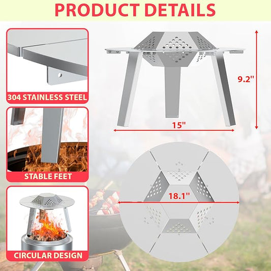 Heat Deflector for Solo Stove Ranger Accessories, Heat Diffuser for Solo Stove Ranger 15" Firepit Captures & Redirects Warmth, 304 Stainless Steel Ranger Heat Deflector with Carrying Handle & 3 Legs
