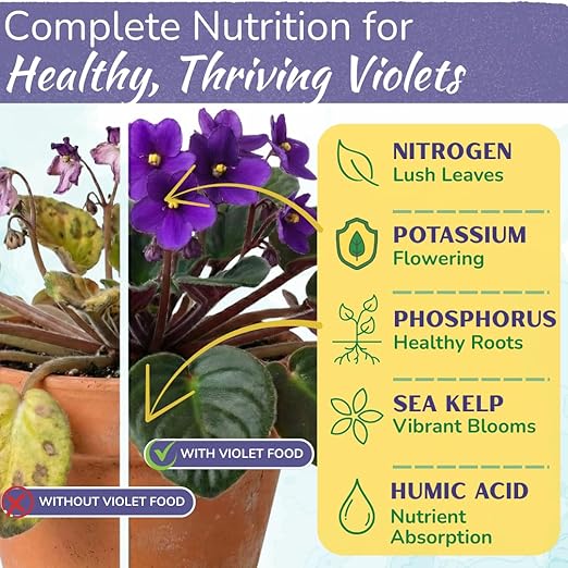 African Violet Fertilizer | Premium Liquid Plant Food for Strong Roots & Lush Blooms | Gentle, Balanced 3-3-3 Formula with Essential Micronutrients | Sea Kelp, Humic & Fulvic Acid | Made in USA | 8 oz