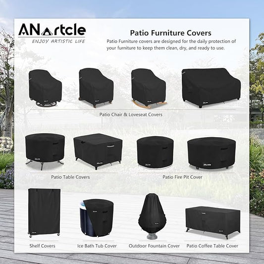 3 Pieces Patio Bistro Sets Cover,600D Waterproof Heavy Duty Patio Furniture Covers,Includes 2 Outdoor Swivel Chair Covers and 1 Patio Wicker Side Table Cover(Black)